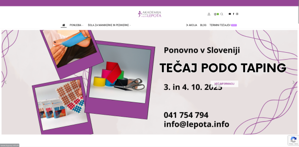 Akademija lepota website homepage