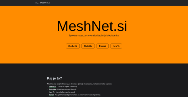 MeshNet.si landing page